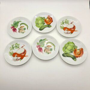 Philippe Deshoulieres Lourioux Porcelain Canapé Plates Set of 6 Vegetables